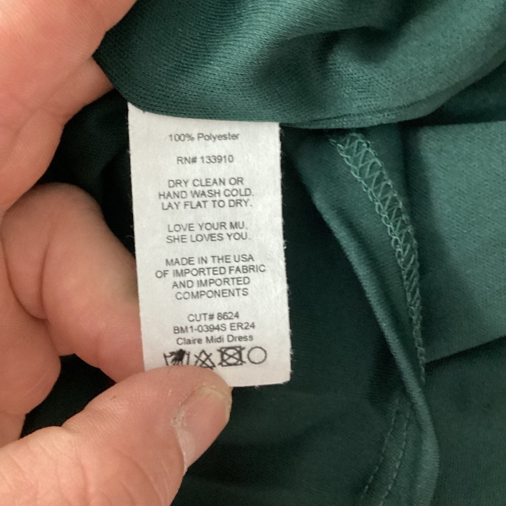 Show Me Your Mumu Claire Midi Dress Green Tie Strap Ruffle Hem Size M - Picture 9 of 9